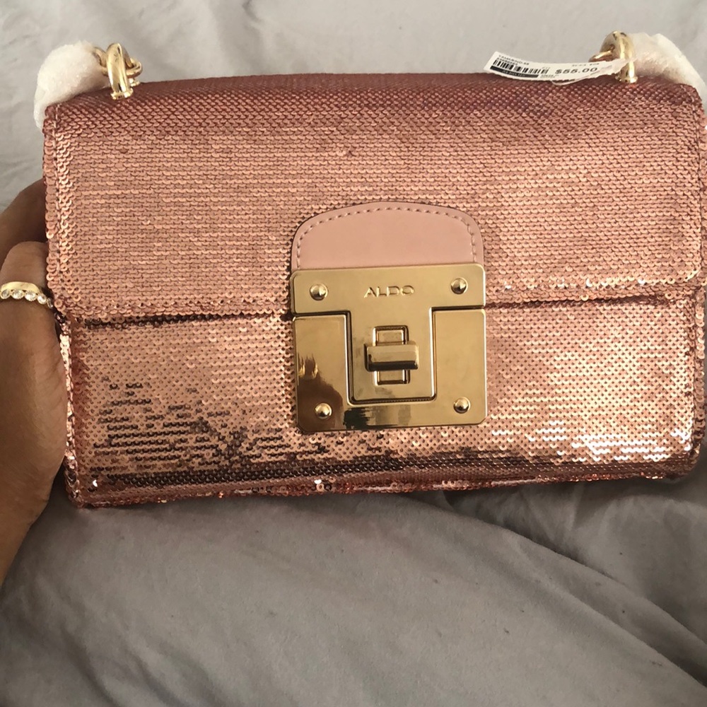 Sparkling Pink Shoulder bag can  use as a clutch